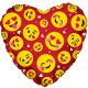 Шар сердце «Влюбленные смайлы» красный 46 см.