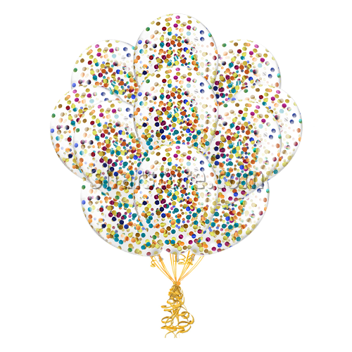 Облако шариков с круглым разноцветным конфетти